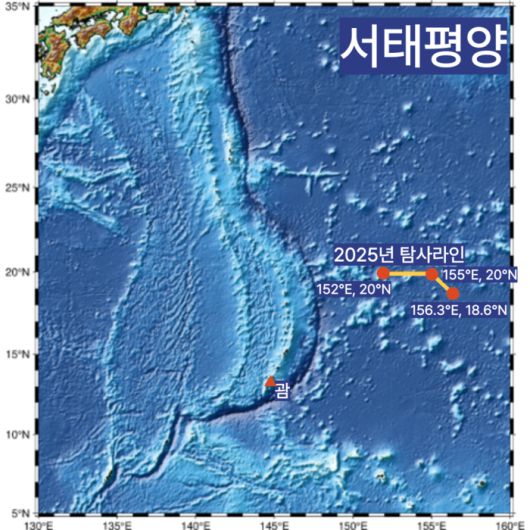 탐해3호 서태평양 해저 희토류 탐사라인(2025년)