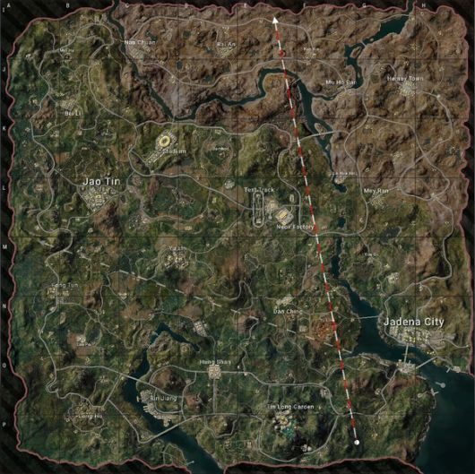 배틀그라운드 10번째 신규 맵 '론도' 시작 화면. 추가 시작 비행기가 도입돼 비행 라인이 2개로 형성돼 있다. / 사진=크래프톤 제공