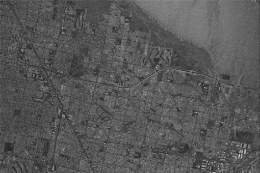 차세대소형위성2호 영상레이다 시험관측 사진. 미국 네바다주 라스베가스 시가. 2023.07.30.  [사진=KAIST]