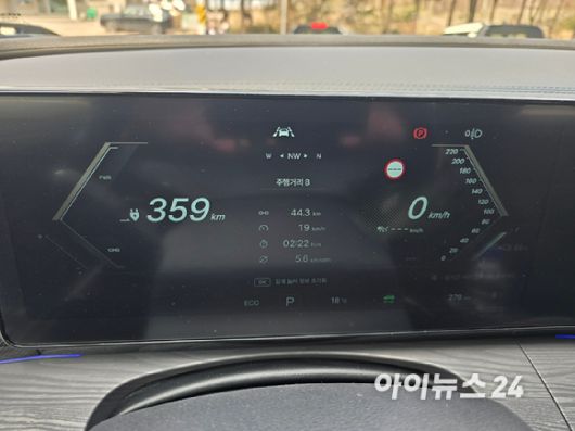 KGM '무쏘 EV' 시승 구간 주행기록 계기판 화면. [사진=김종성 기자]