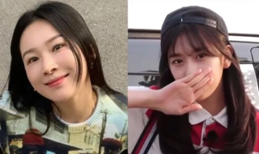 안유진은 한 예능프로그램에서 반윤희의 시그니처 포즈를 따라 해 주목을 끌기도 했다. 사진은 현재 반윤희(왼쪽)와 반윤희 포즈를 따라 한 아이브 안유진. [사진=X 갈무리]