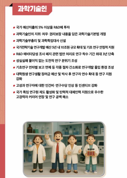 국민의힘 김문수 후보의 과학분야 공약. [사진=김문수 캠프]