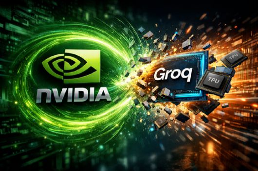 엔비디아가 그록을 흡수하는 비즈니스 결단을 내린 점을 챗GPT로 그린 그림. [사진=챗GPT]