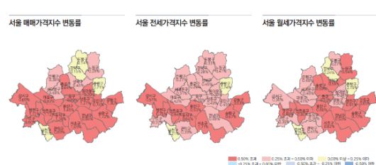 시도별 아파트 매매·전세·월세 가격지수 변동률 [사진=한국부동산원]