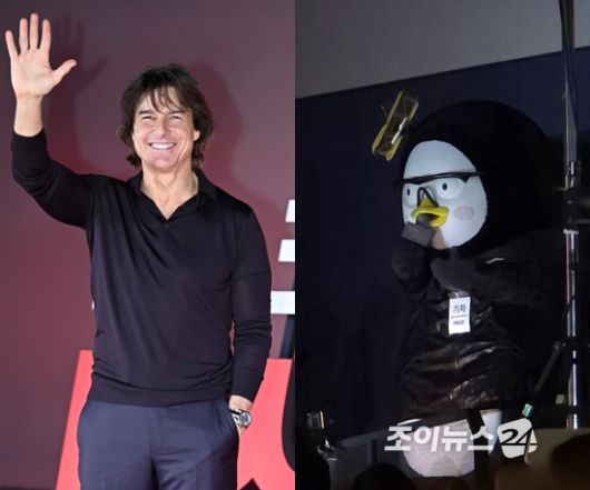 톰 크루즈가 다시 현장을 찾은 펭수와 반갑게 인사를 나눴다. [사진=조이뉴스24 DB]