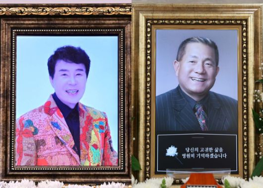 송대관과 이상용 빈소에 놓여진 영정 사진. [사진=사진공동취재단 ]