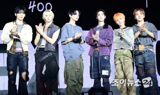 그룹 보이넥스트도어가 20일 오후 서울 강서구 KBS아레나에서 열린 보이넥스트도어(BOYNEXTDOOR) 새 앨범 '디 액션'(The Action) 쇼케이스에 참석하고 있다. [사진=정소희 기자]