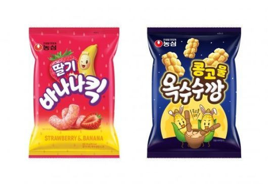 농심 '딸기바나나킥·콩고물옥수수깡'. 이미지ㅣ농심