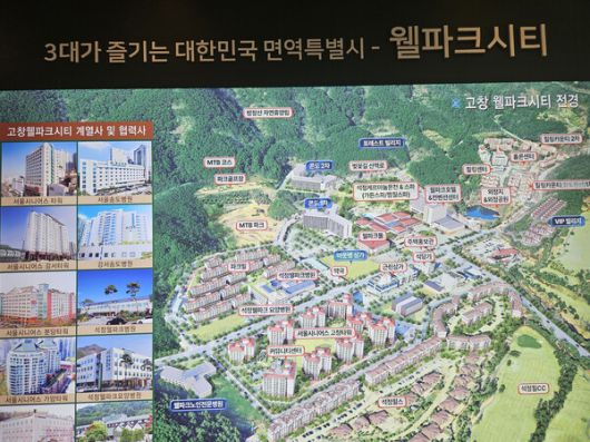 서울시니어스타워의 고창 웰파크시티 안내도. 이곳 역시 경영난에 봉착해 있다.
