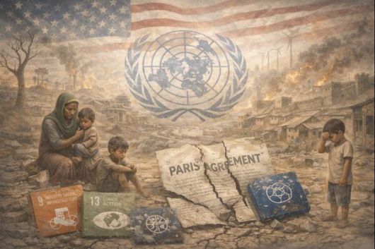 ▶ NSS는 기후 행동 규범 이탈, 외국 원조 종식, 다자 기구 권위 추락 등을 통해 UN의 SDGs로 대표되는 글로벌 공공선 협력 시스템을 약화하려 한다. 이는 인류 공동의 목표를 미국 국익 아래 종속시키려는 시도이다.(이미지=AI 생성,SDG뉴스)