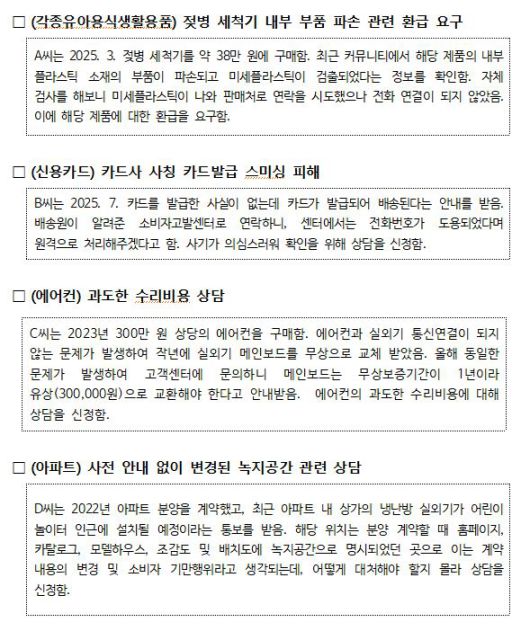 주요 소비자상담 사례