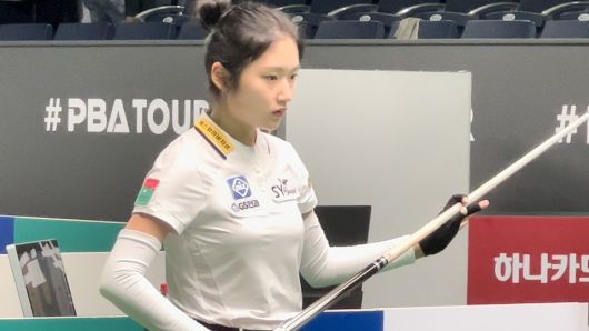 ‘아마 1위 출신’ 한지은은  임혜원을 꺾고 PQ라운드(2차 예선) 진출에 성공했다. (프로당구협회 PBA 제공)
