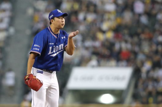 삼성 최채흥이 LG전에서 6이닝 94구 6피안타 1볼넷 4탈삼진 비자책 1실점으로 병역 복귀 첫승을 올렸다. [삼성 라이온즈 제공]