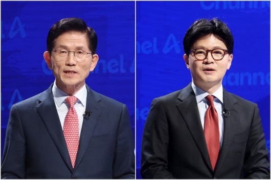 국민의힘 대선 경선에서 결선 진출한 김문수(왼쪽)-한동훈