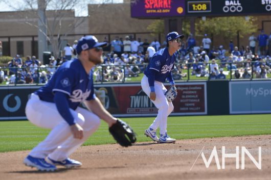 (다저스 3루수 맥스 먼시(왼쪽)와 김혜성)