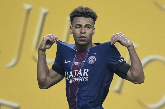 6일 미국 애틀랜타의 메르세데츠-벤츠 스타디움에서 열린 2025 국제축구연맹(FIFA) 클럽 월드컵 8강 바이에른 뮌헨전에서 선제골을 넣고 세레머니하는 PSG의 데지레 두에