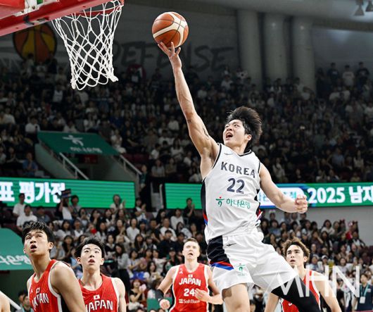 11일 안양정관장아레나에서 열린 2025 남자농구 국가대표 평가전 일본과 경기에서 슛을 시도하는 여준석