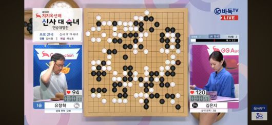 후반전이 한창인 상황에서는 흑의 승세가 뚜렷하다.(사진 바둑TV 캡처)