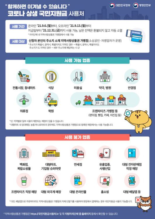 코로나 상생 국민지원금 가이드라인. 행정안전부 제공