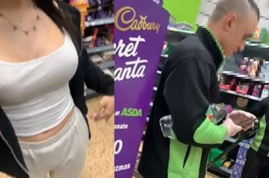 자이아가 당시 입고 있던 의상(왼쪽)과 자이아에게 나가달라고 요구한 매장 직원. 트위터 캡처