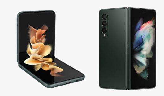 갤럭시Z플립3(그린), 갤럭시Z폴드3(팬텀그린). 삼성닷컴 캡처.