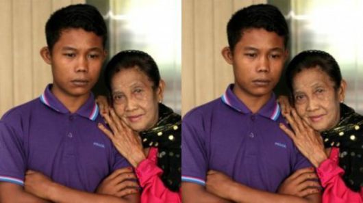 55세 연상의 76세 할머니와 결혼해 살고 있는 2001년생 슬라멧 리야디(왼쪽). 슬라멧은 최근에도 자신의 부인에 대한 애정을 드러냈다. /사진=트리뷴