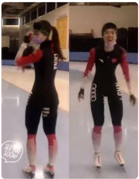 중국 대표팀 유니폼을 입은 대만 스피드 스케이팅 국가대표 황위팅의 모습. 출처=황위팅 인스타그램 갈무리.