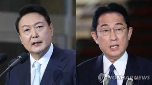 윤석열 대통령과 기시다 후미오 일본 총리.