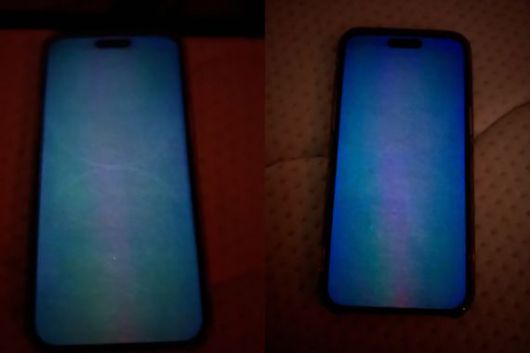 네티즌 B씨가 번인 같은 증상(왼쪽)이 있었지만 iOS 업데이트 후 문제가 없었다며 올린 사진(오른쪽) 캡처.