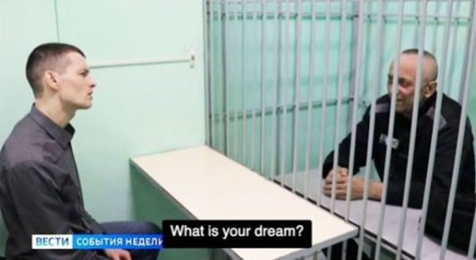 러시아 국영언론과 인터뷰 중인 미하일 포프코프(58)