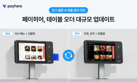 페이히어 테이블 오더 '요일·시간대별 메뉴 전환' 기능. 페이히어 제공