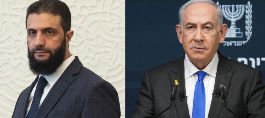 아메드 알샤라 시리아 대통령과 베냐민 네타냐후 이스라엘 총리. 사진=뉴시스