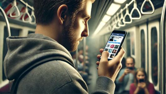 인스타그램을 훔쳐보는 남성 이미지. 챗GPT 제작