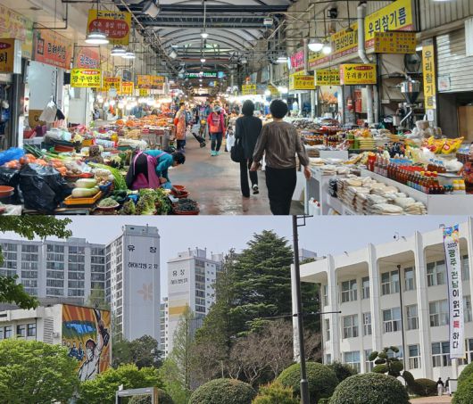 광주광역시 양동시장과 전남대학교. 사진=김윤호, 송지원 기자