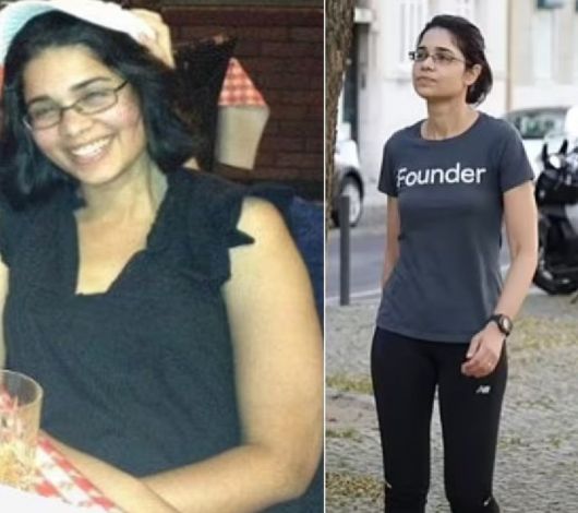 30대 여성이 식단과 생활 방식만 바꿔 9㎏을 감량해 화제다. 체중 감량 전(왼쪽)과 감량을 한 후 사진. 출처=데일리메일