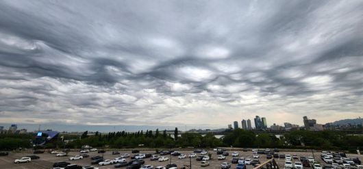 1일 서울 여의도 하늘에 ‘거친물결구름’이 나타나 있다. 사진=박범준 기자