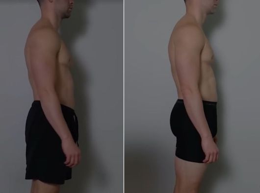 5일간 앉지 않기 실험을 한 한 남성의 전후 모습. 출처=유튜브