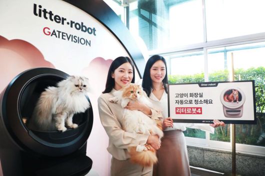 프리미엄브랜드 공식수입원 게이트비젼이 20일 서울 신사동 라까사 호텔에서 최첨단 고양이 자동화장실 ‘리터로봇4’ 런칭쇼를 열고 있다. /게이트비젼 제공