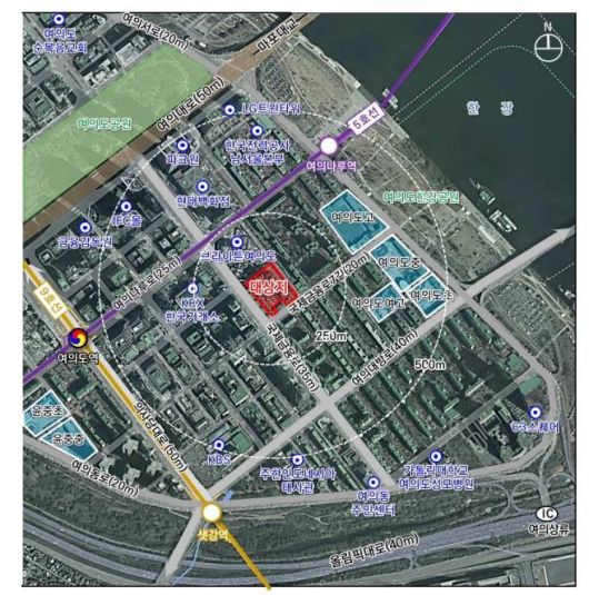서울 영등포구 여의도 수정아파트 위치도. 서울시 제공                                    수정아파트 추정 분담금. 서울시 제공