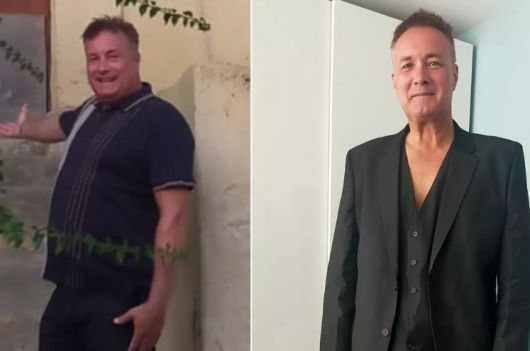 2형 당뇨 전단계 진단을 받은 뒤 도넛을 끊고 녹차를 마시며 9개월 만에 25㎏ 감량에 성공한 그레이엄 로우. 오른쪽 사진이 체중 감량한 모습. /사진=더 미러 홈페이지