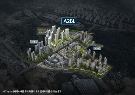 아산탕정자이 A1, A2, A3블록 전체 조감도. GS건설 제공