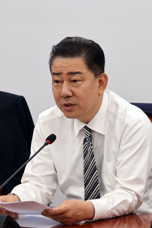 더불어민주당 김병기 신임 대표 직무대행 겸 원내대표가 17일 국회에서 열린 원내대책회의에서 발언하고 있다. 사진=서동일 기자