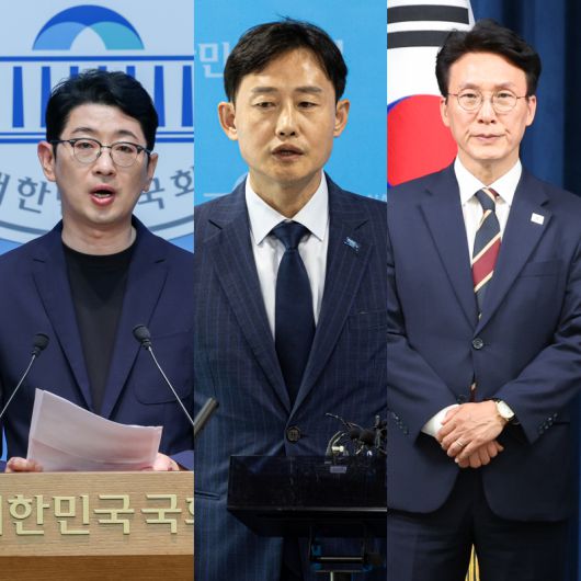 주진우 국민의힘 의원(왼쪽), 윤재관 조국혁신당 대변인(가운데), 김민석 국무총리 후보자 /사진=뉴스1