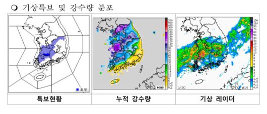 기상 특보 및 강수량 현황.(자료=경남도 제공) 2025.06.21. *재판매 및 DB 금지 /사진=뉴시스