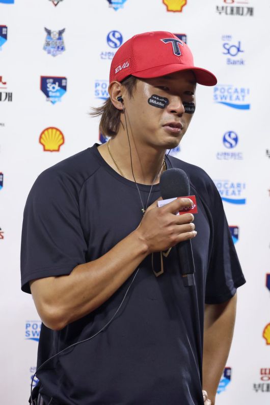 KIA 타이거즈 고종욱이 경기 후 인터뷰를 하고 있다.KIA 타이거즈 제공