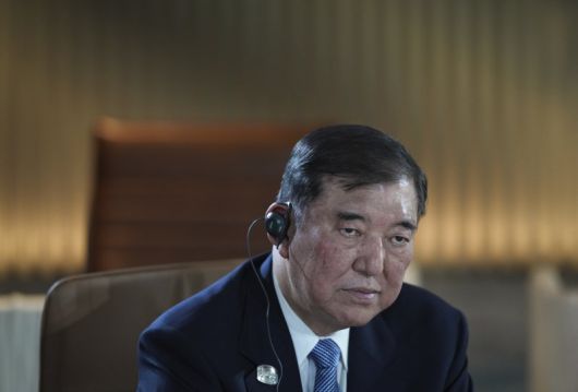 이시바 시게루 총리가 지난달 15일(현지시간) 캐나다 캐내내스키스 주요 7개국(G7) 실무 회의에 참석하고 있다. 뉴시스