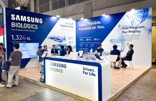 지난해 6월 일본 도쿄에서 열린 '인터펙스 위크 도쿄 2024'에 참가한 삼성바이오로직스 부스 전경 삼성바이오로직스 제공