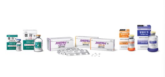 보령이 LBA 전략으로 인수한 의약품인 젬자와 자이프렉사, 알림타(왼쪽부터). 보령 제공