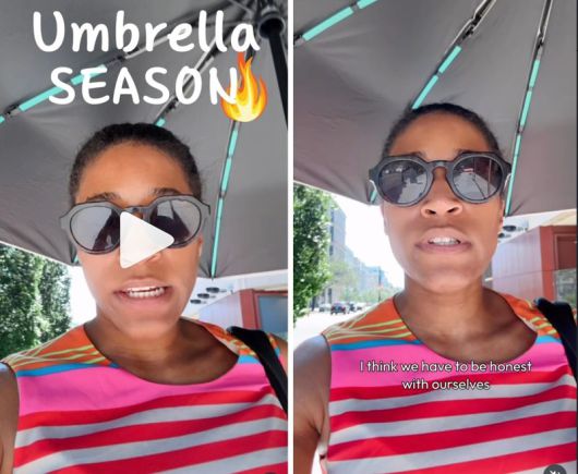 앰버 퍼거슨이라는 이름의 틱토커가 양산의 효과를 알리기 위해 올린 영상. 현재까지 4000여개가 넘는 댓글이 달리며 뜨거운 호응을 얻었다. /사진=인스타그램 캡처