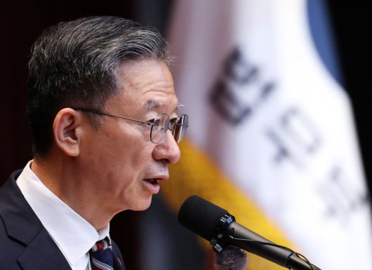 정성호 신임 법무부 장관이 지난 21일 오전 경기 과천시 정부과천청사에서 취임사를 하고 있다.2025.7.21 /사진=뉴스1